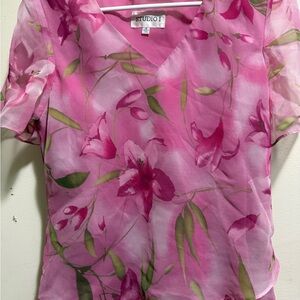 Studio I Pink Floral Women's Top and Skirt Set